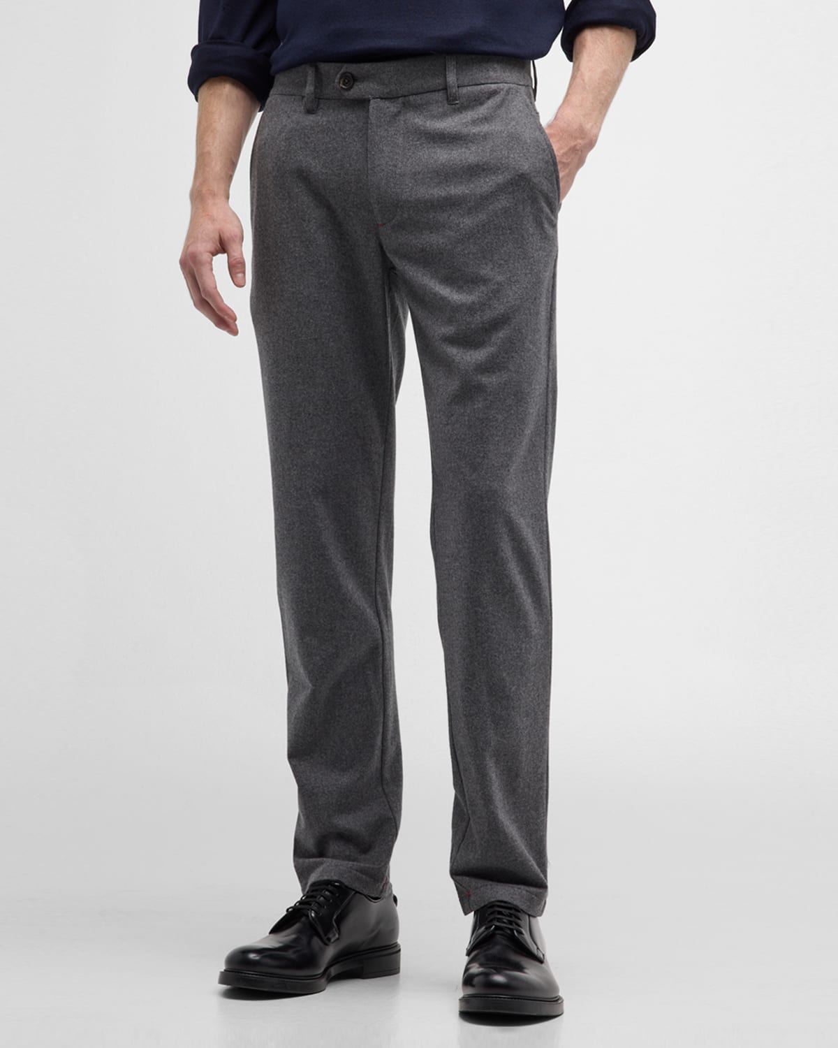 Isaia Men's Wool-cashmere Flannel Pants In Gray