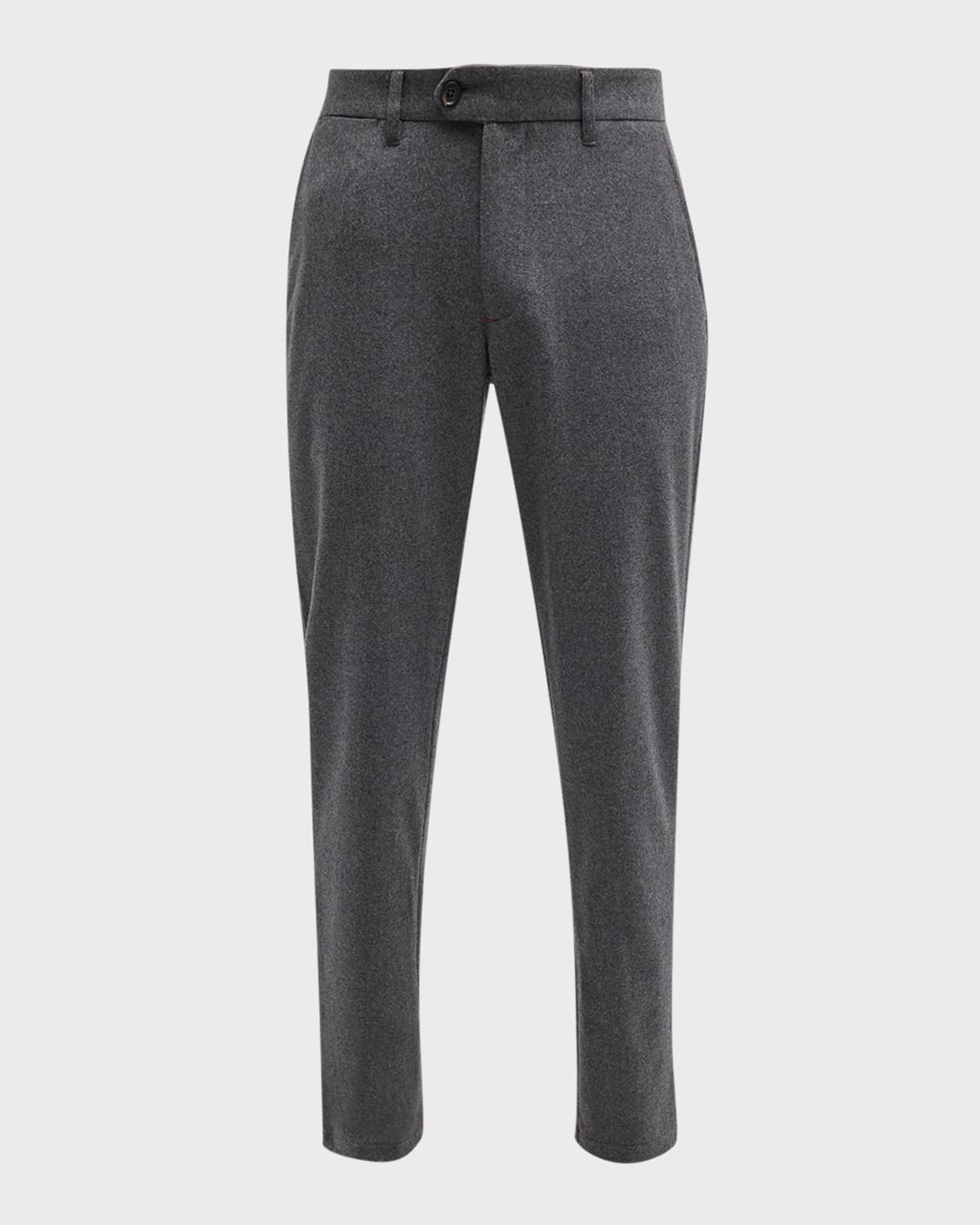 Isaia Men's Wool-cashmere Flannel Trousers In Grey