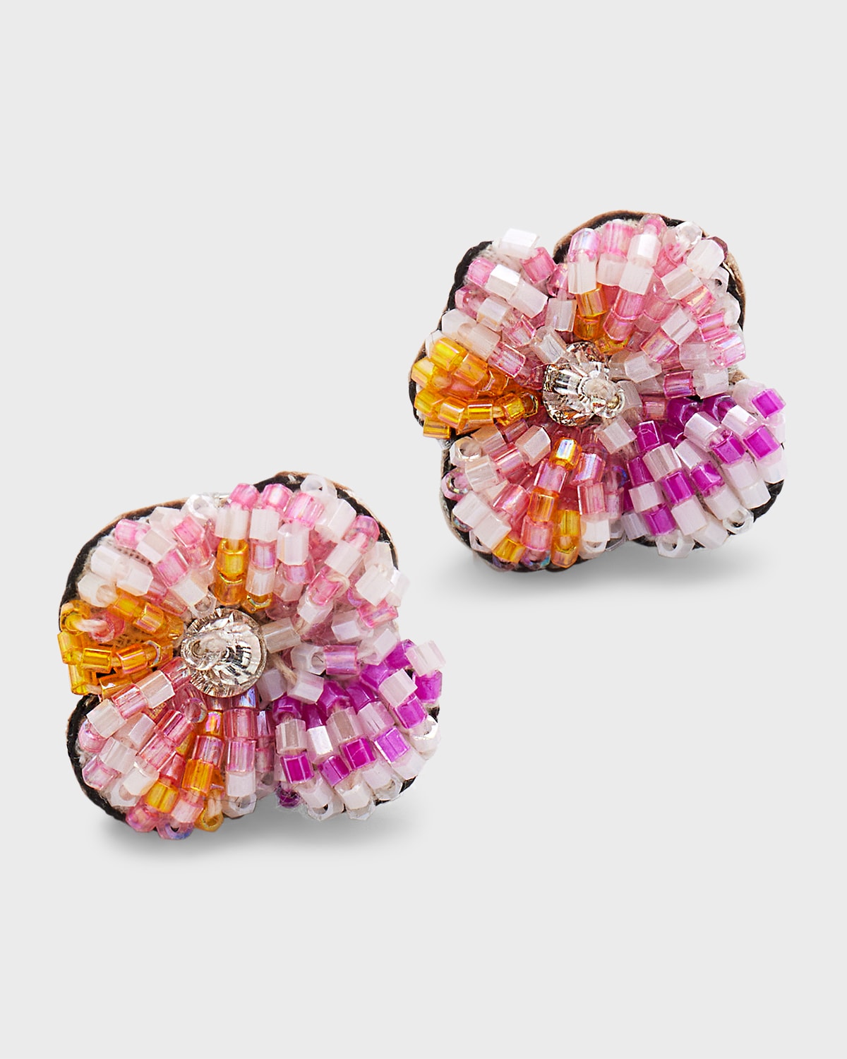 Mignonne Gavigan Alessandra Floral Stud Earrings In Orange / Pink