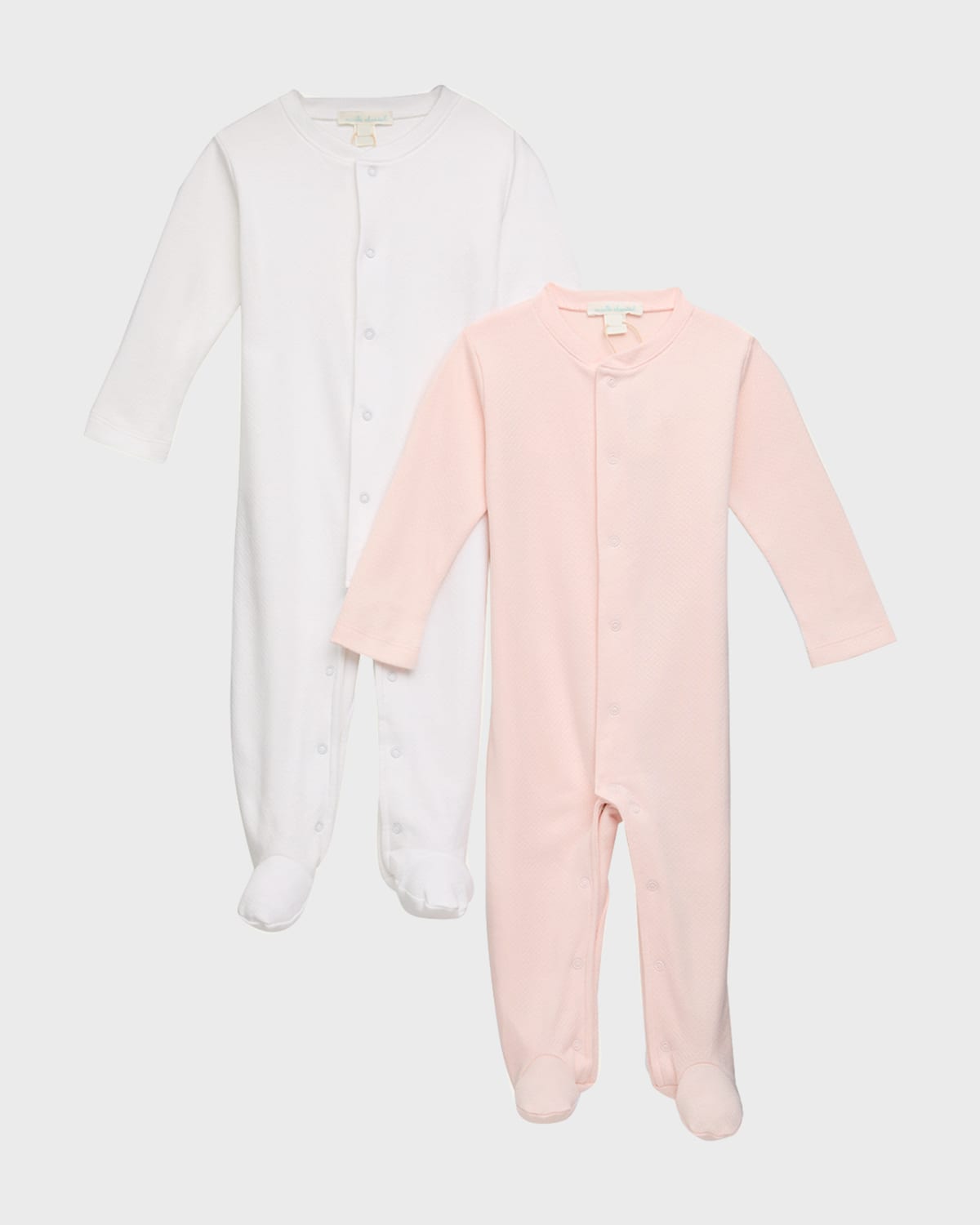 Marie Chantal Kid's Pointelle Embroidered Angel Wings Footie In Pinkwhite