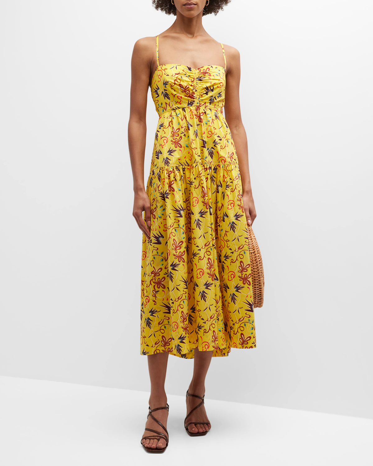 A.L.C ARIT PRINTED STRAPPY A-LINE MIDI DRESS