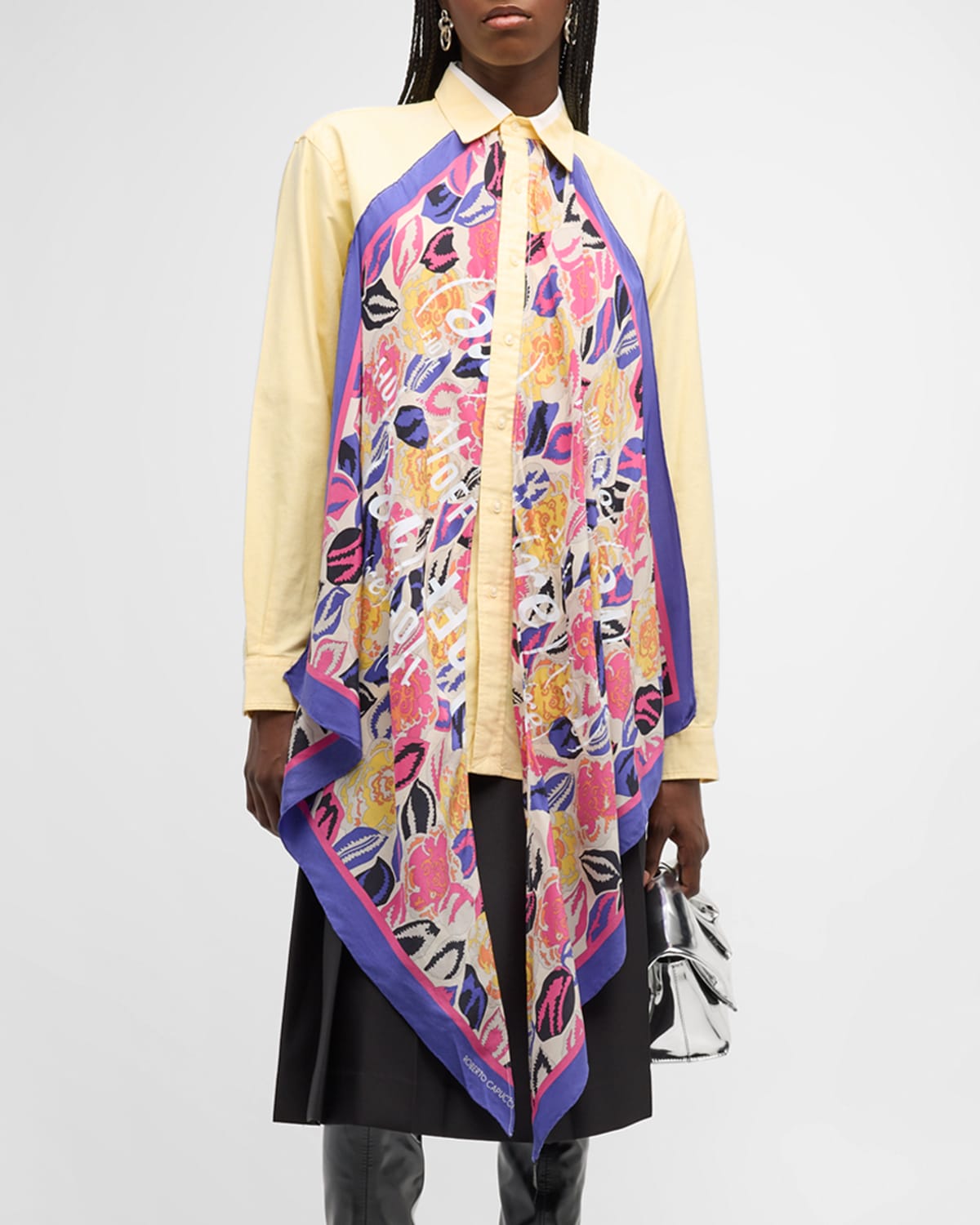 1/off Draped Button-front Scarf Shirt In Multi