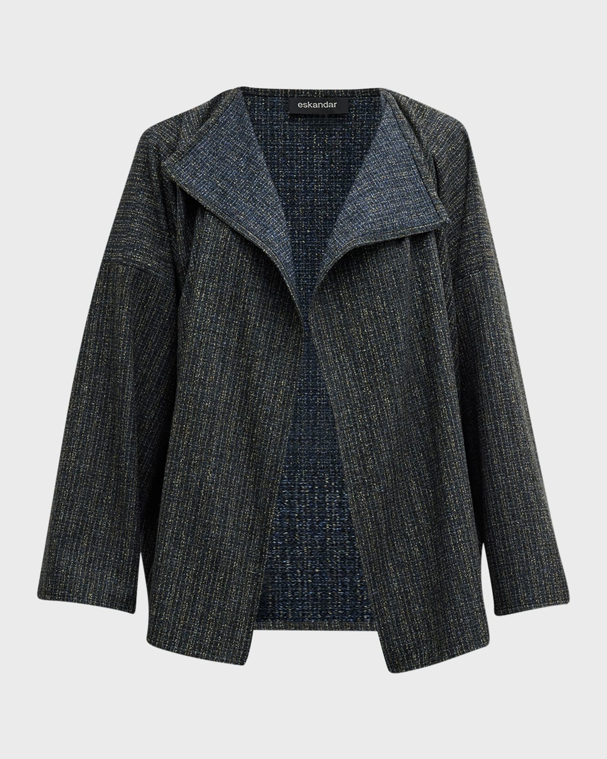 Eskandar Mid Plus Wool Short Jacket In Tealdark