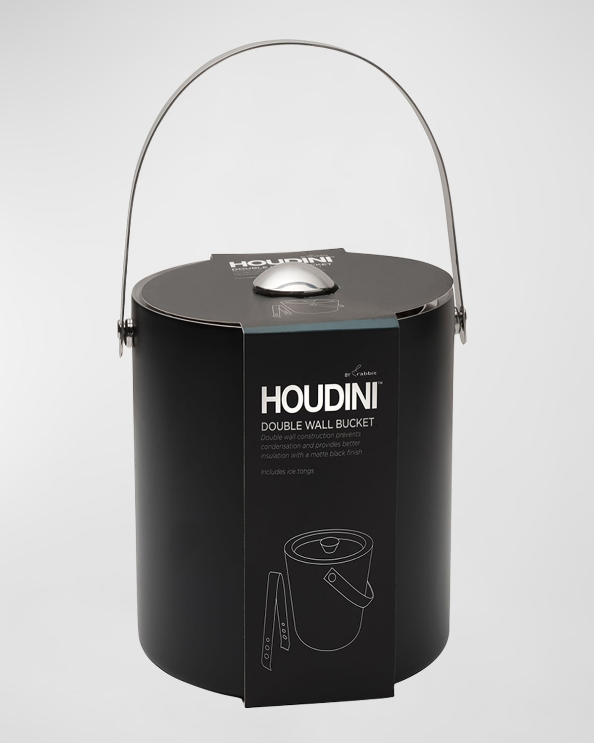 Matte Black Ice Bucket With Tongs