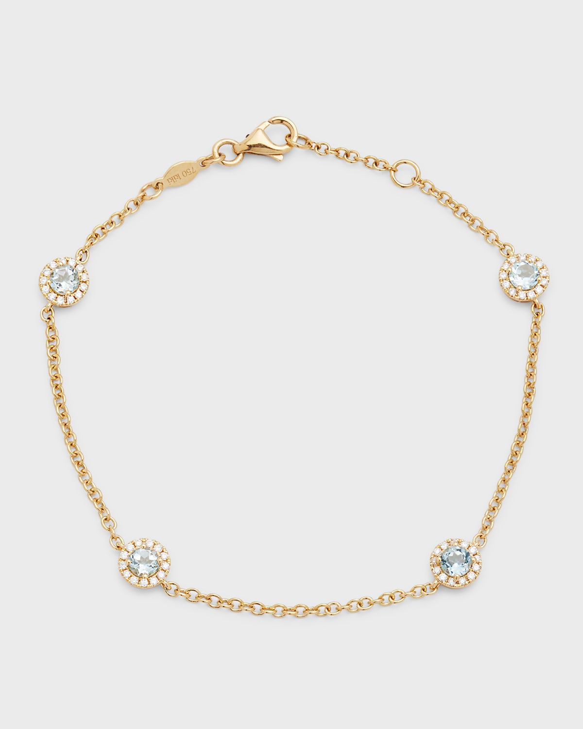 Kiki McDonough Grace 18K Yellow Gold Chain Bracelet with Green Amethyst and Diamonds
