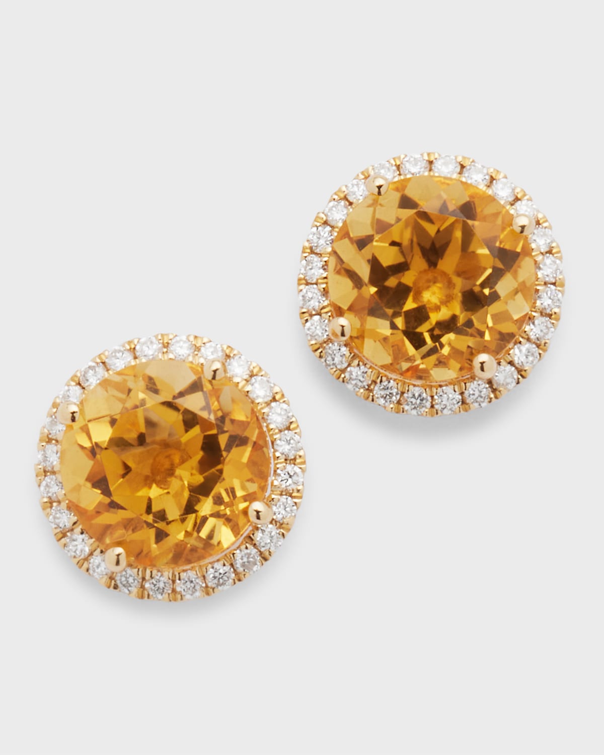 Kiki Mcdonough Grace 18k Yellow Gold Citrine And Diamond Round Stud Earrings In Orange