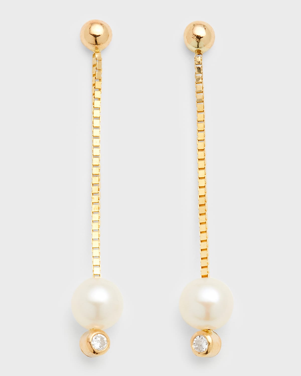 Poppy Finch 14k Diamond And Pearl Linear Earrings In White
