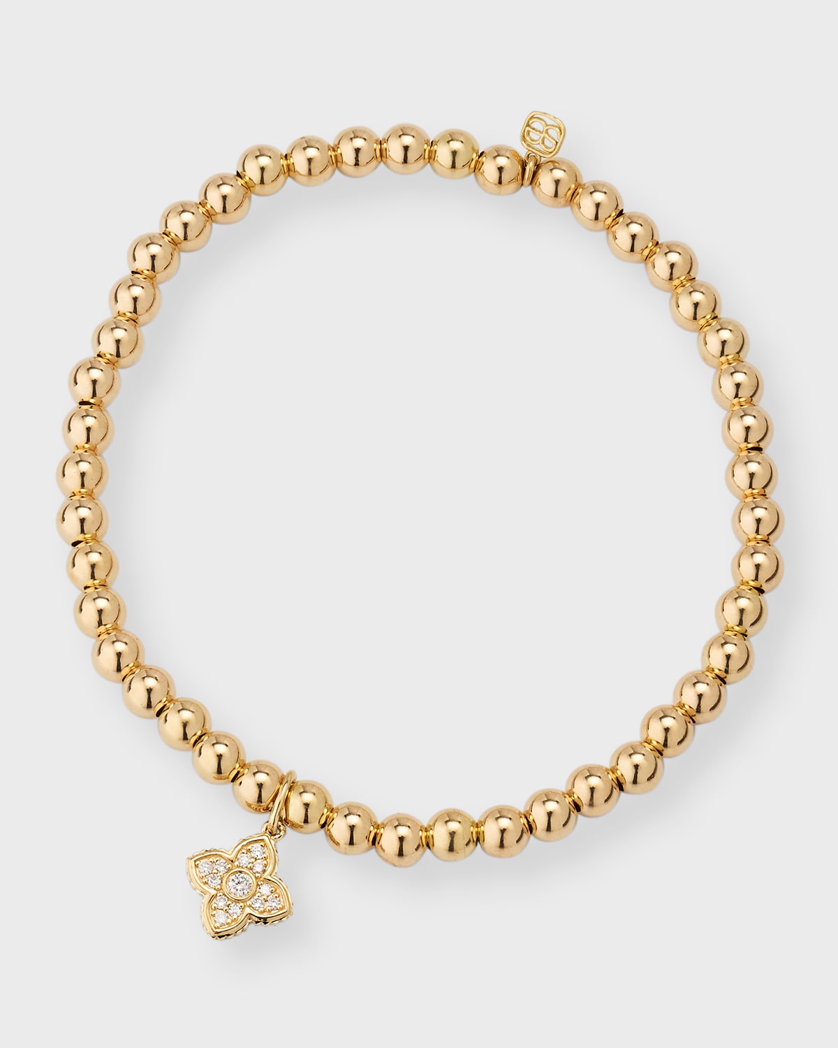 Sydney Evan 14k Yellow Gold Bead And Mini Diamond Moroccan Charm Bracelet