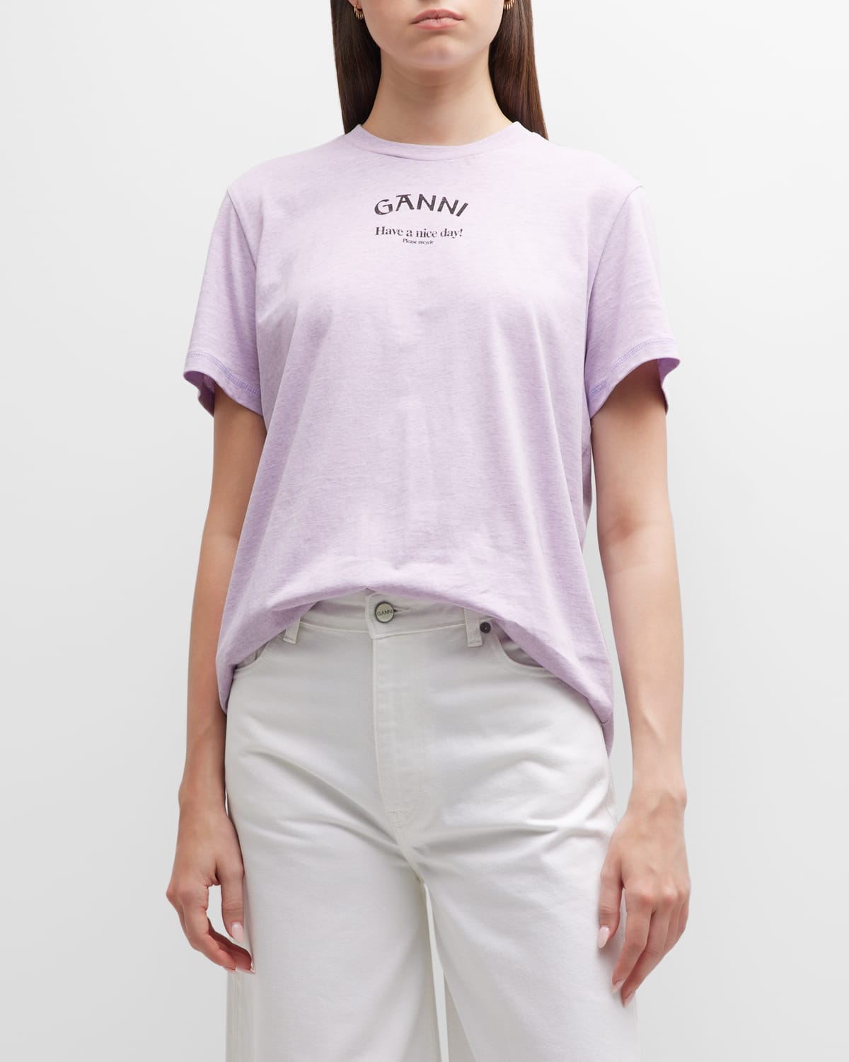 Shop Ganni Jersey Relaxed Logo Tshirt In Orchid Petal