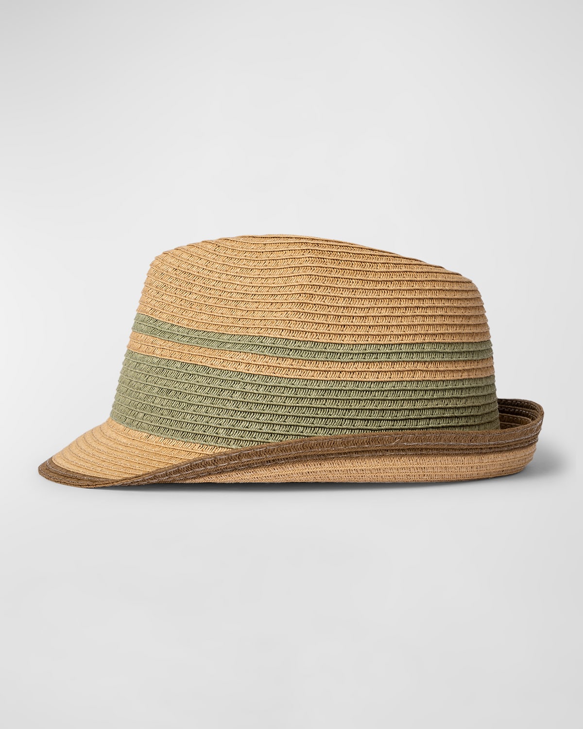 Paul Smith Men's Block Stripe Straw Fedora Hat In Beige