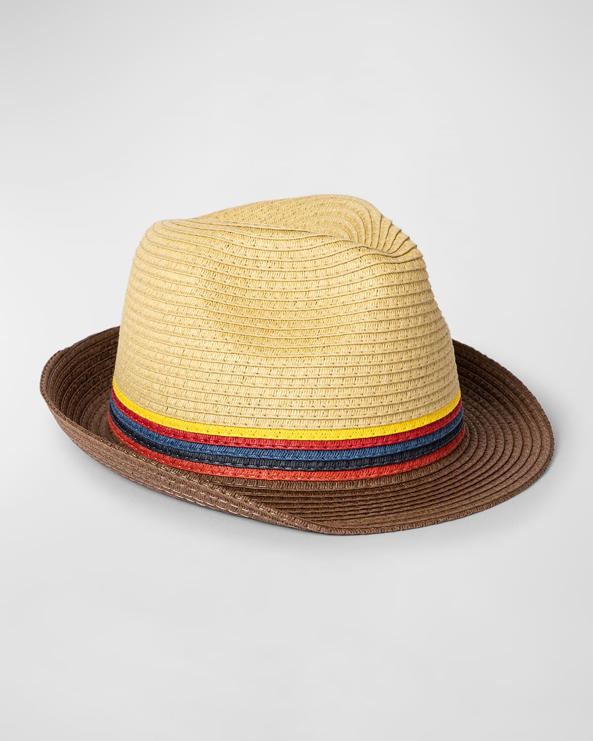 Paul Smith Men's Bright Stripe Straw Fedora Hat In Beige