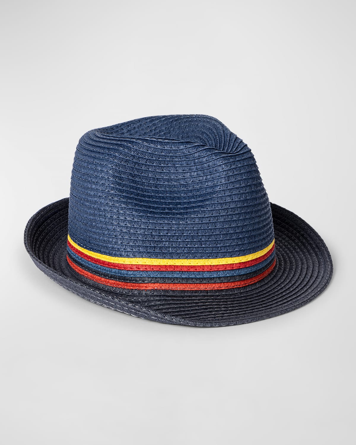 Shop Paul Smith Men's Bright Stripe Straw Fedora Hat In Navy