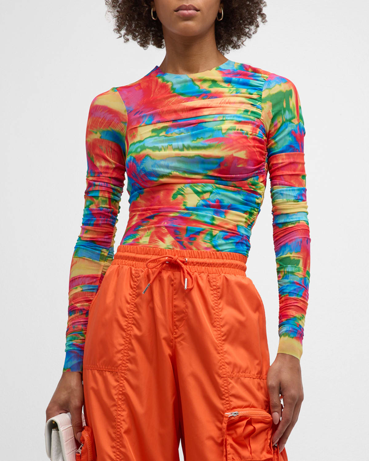 Janey Multicolor Printed Long-Sleeve Crop Top