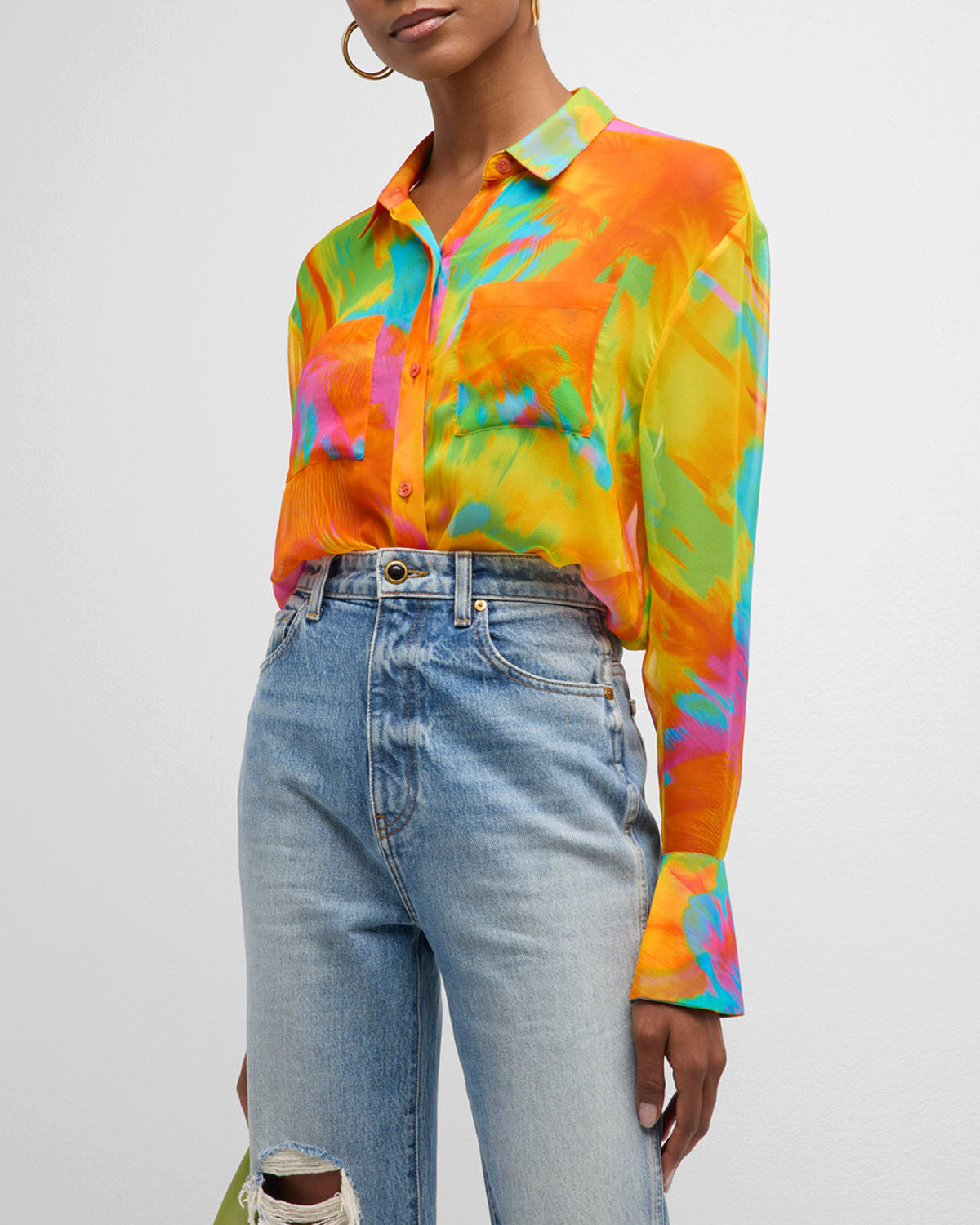 Willow Silk Abstract Palm Blouse