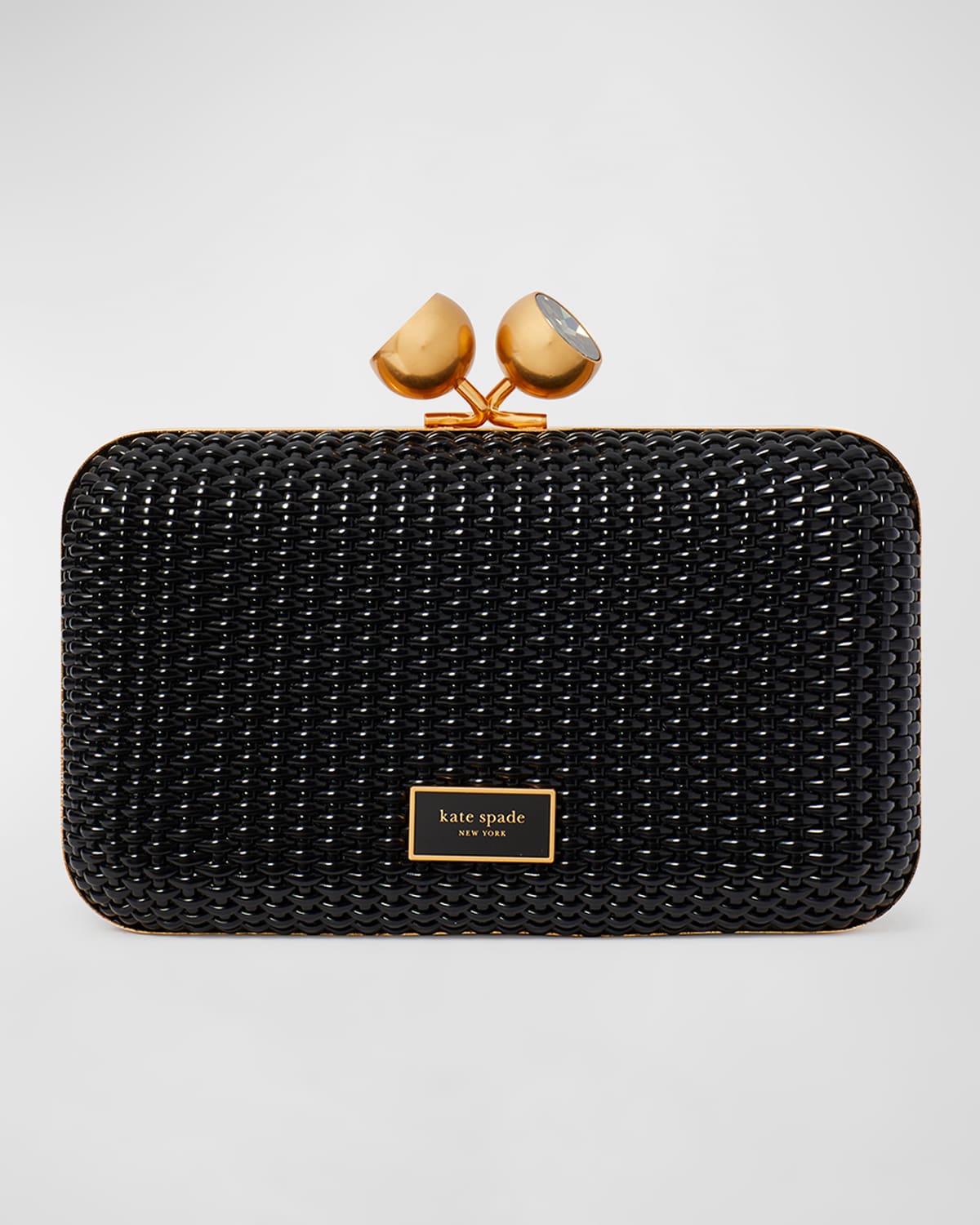 Kate Spade Small Woven Faux-leather Clutch Bag In Black