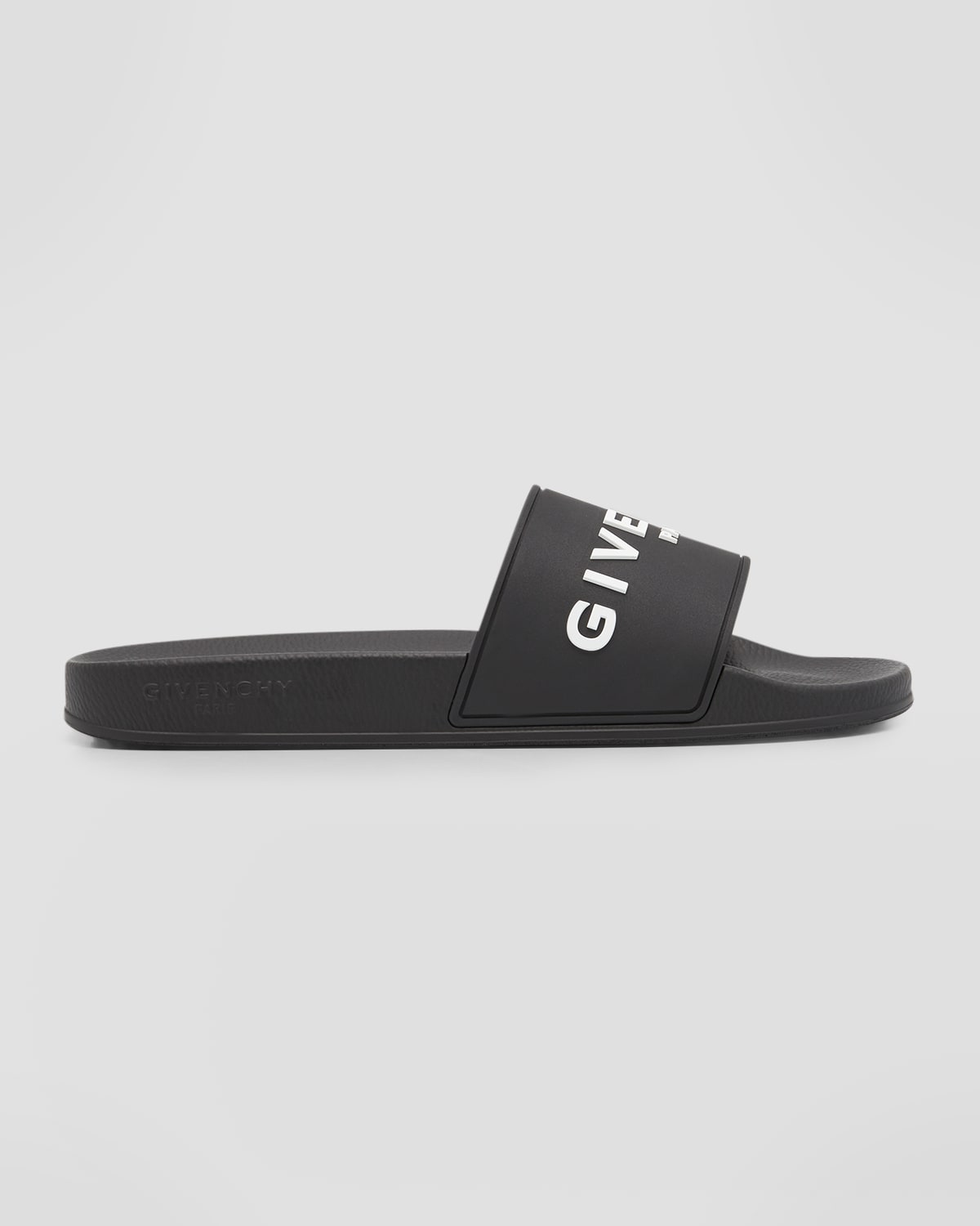 Givenchy Black Flat Slides With Logo In Polyurethane Man In Black