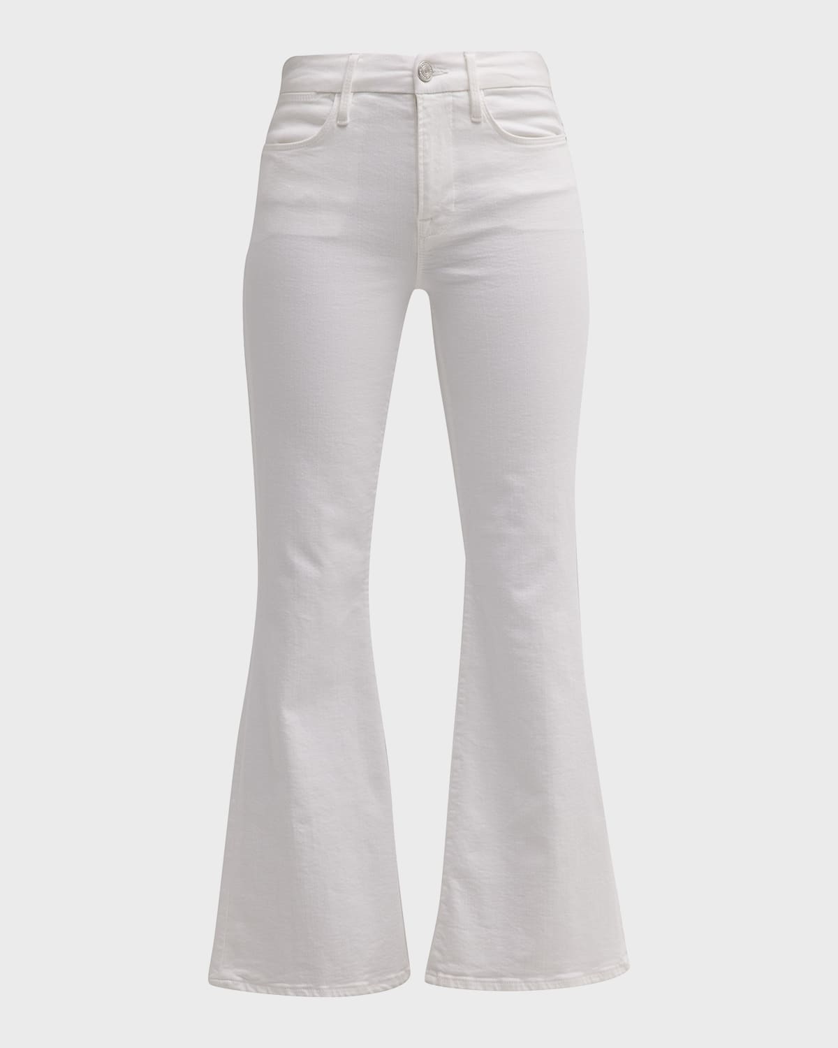 Shop Frame Le Easy Flare Ankle Jeans In Blanc