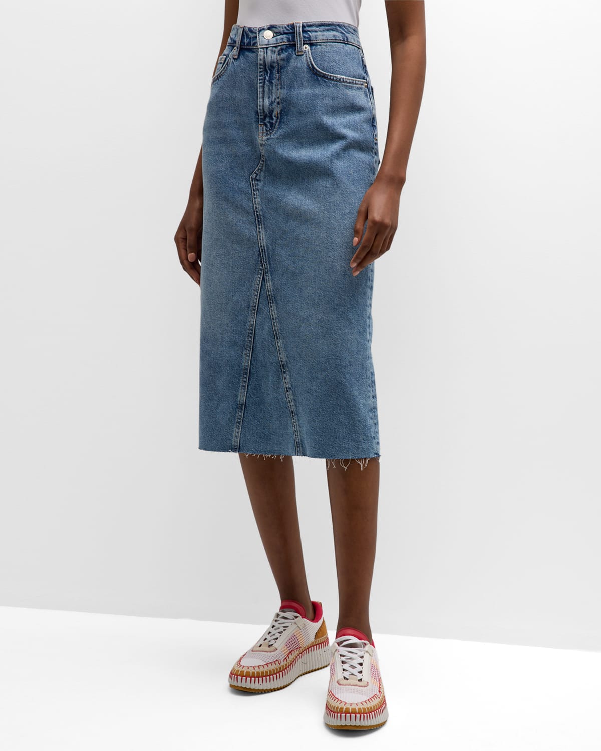 Rails The Highland Nonstretch Denim Midi Skirt In Vintage Sapphire