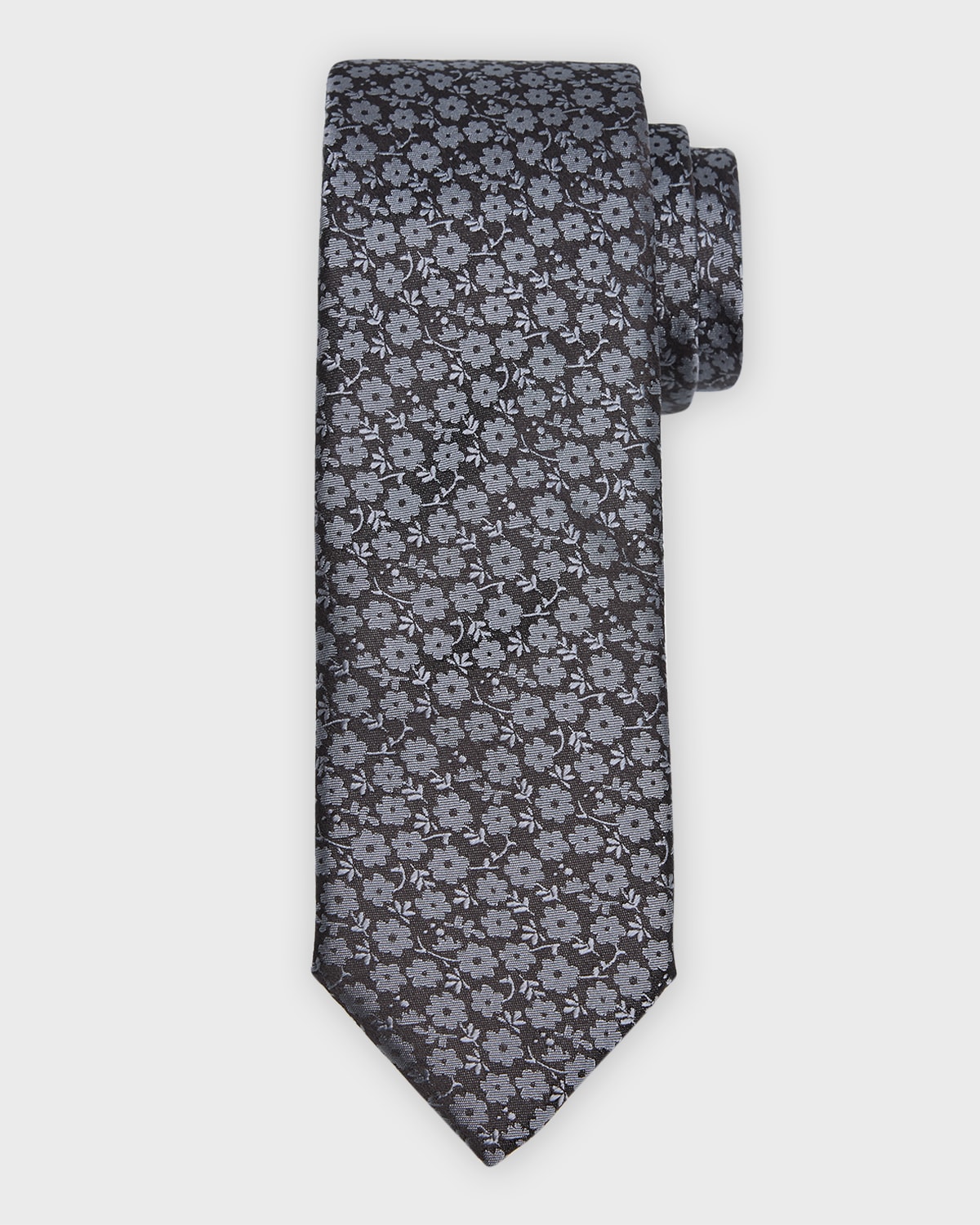 HUGO BOSS MEN'S FLORAL-PRINT SILK TIE 