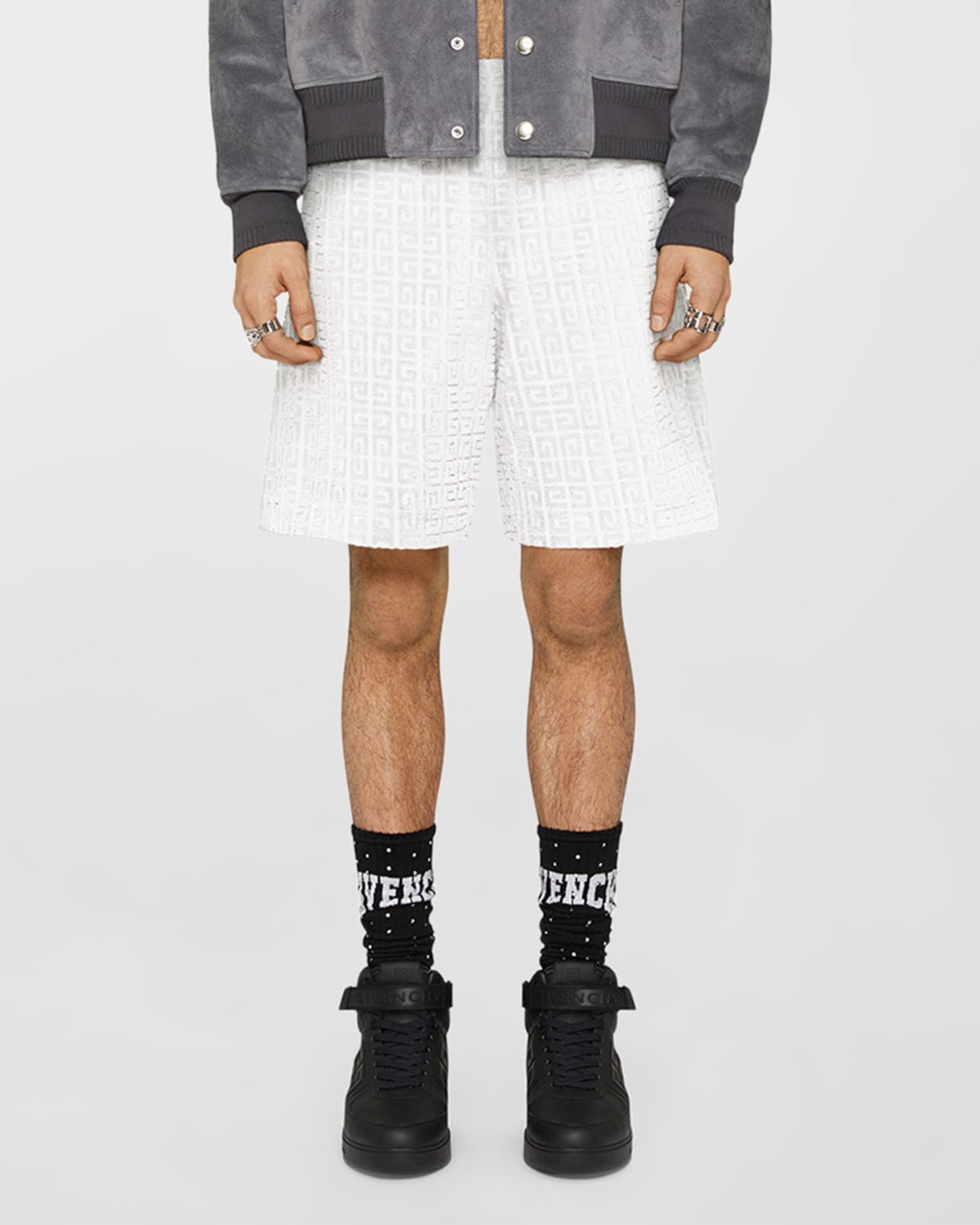 Givenchy Men's 4g Terry Shorts In White