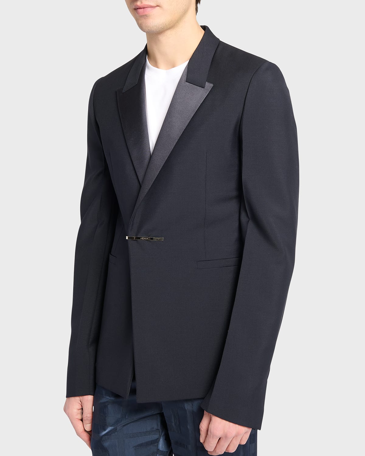 Shop Givenchy Men's Evening Jacket With Metal Clip Closure In Night Blue
