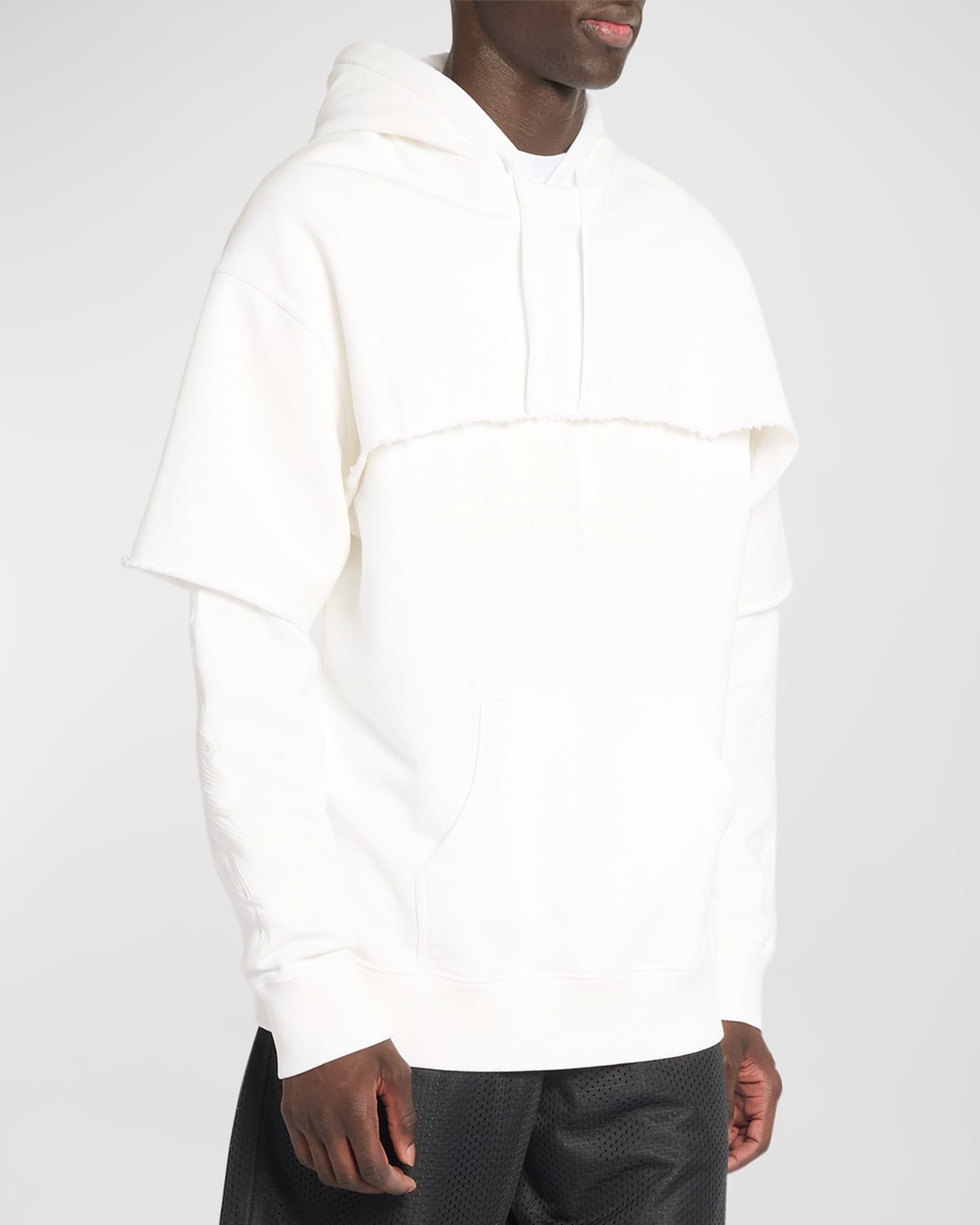 Shop Givenchy Men's Tonal Layered Hoodie In White