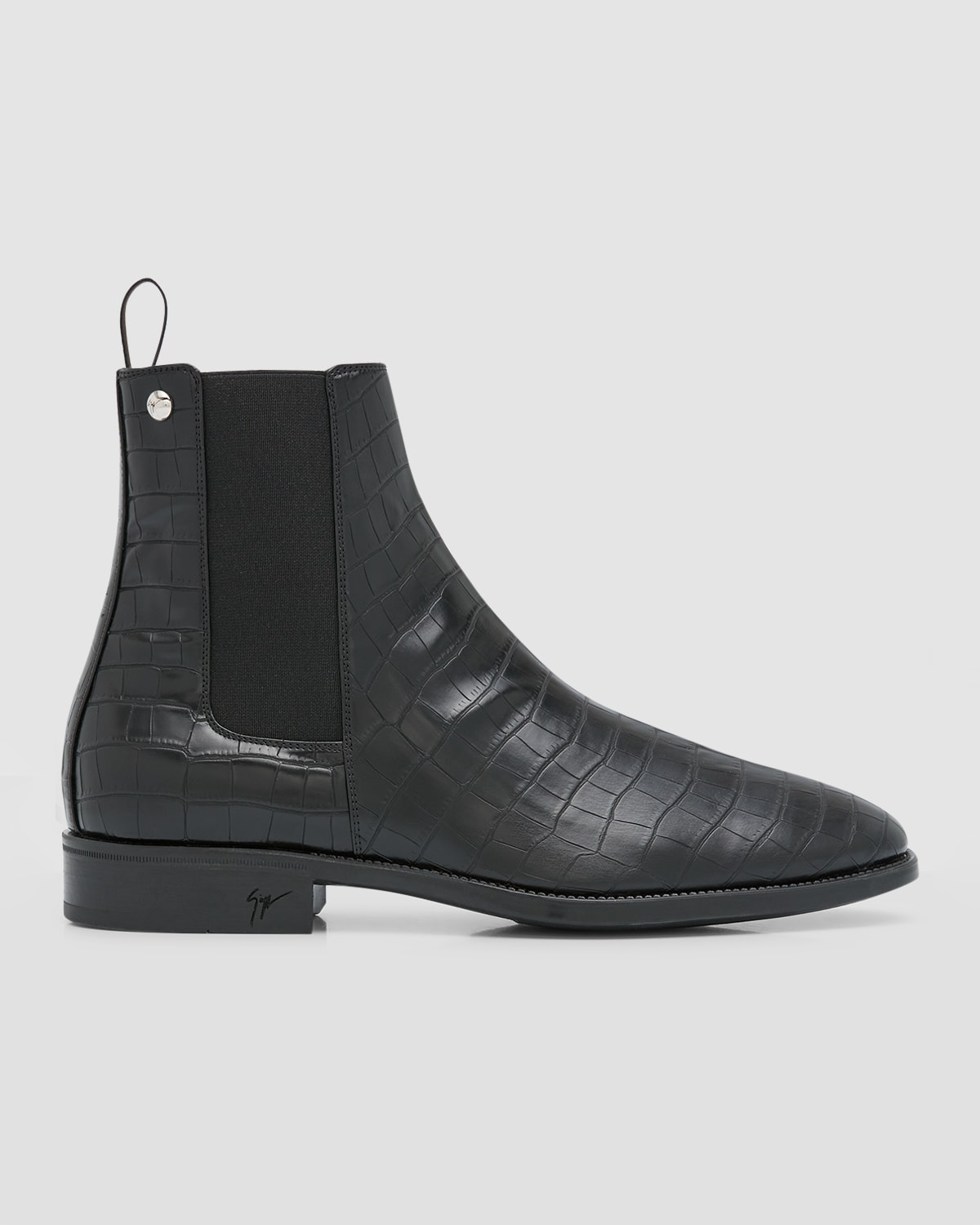Giuseppe Zanotti Men's Croc-embossed Leather Chelsea Boots In Nero