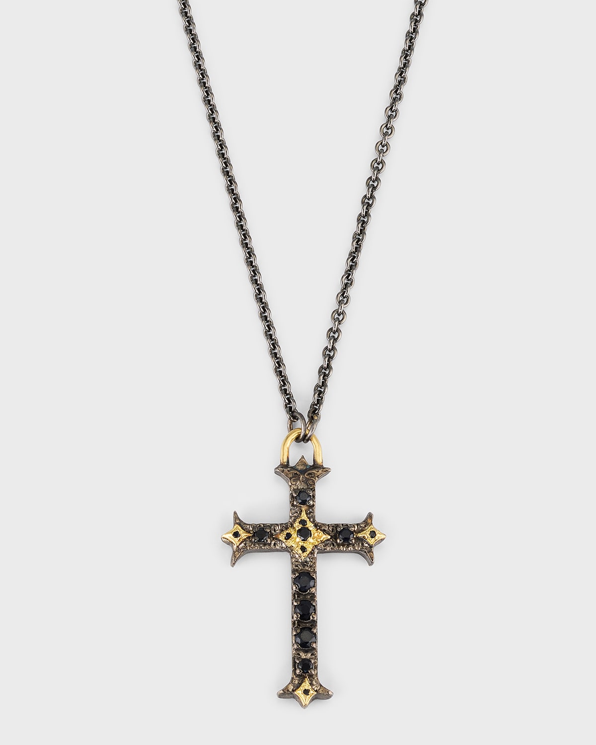 Armenta Men's Small Cross Pendant Necklace In Black