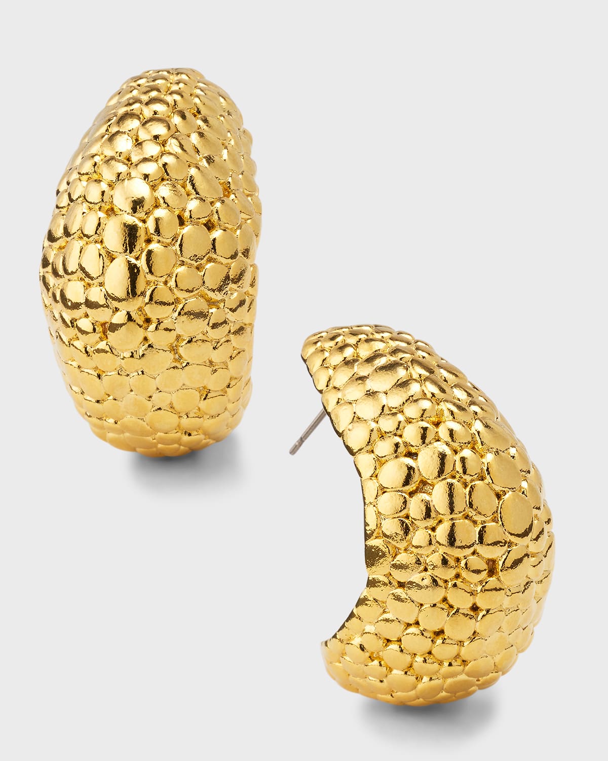 KENNETH JAY LANE GOLD SCALY TEXTURED HOOP EARRINGS