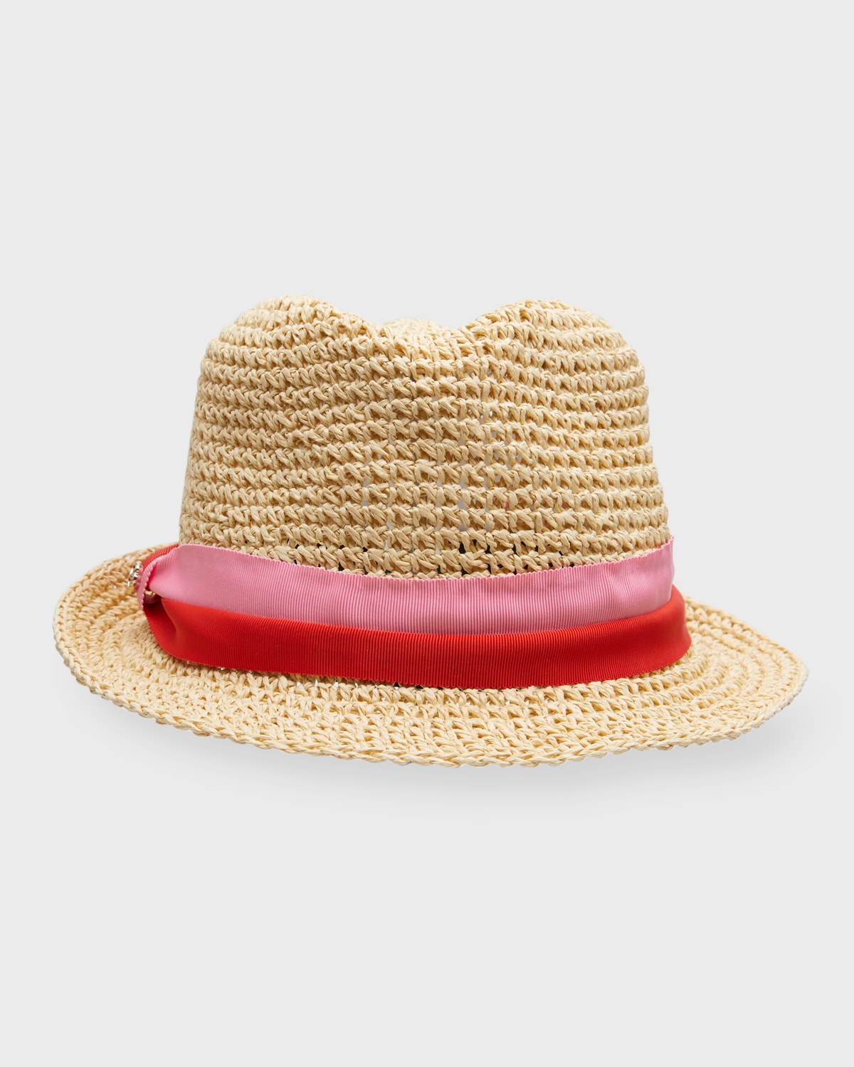 trilby straw fedora with bicolor band