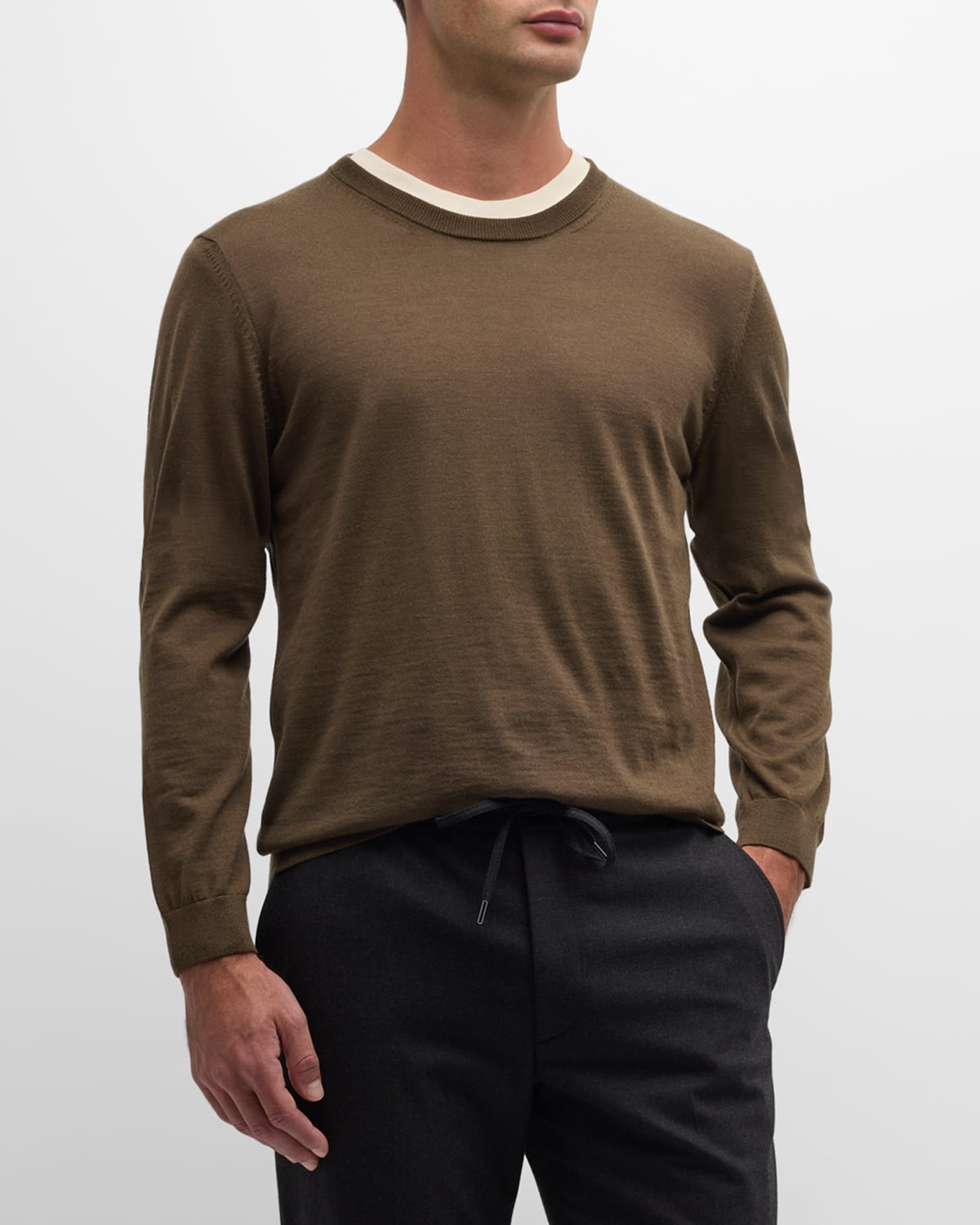 Hugo Boss Leno-p Slim Fit Wool Crewneck Sweater In Open Green 2