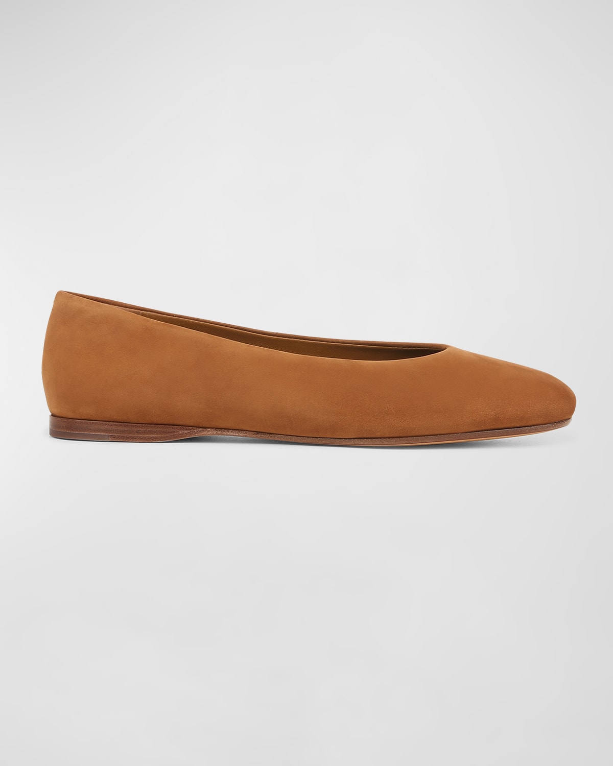 Vince Leah Leather Square-toe Ballerina Flats In Ambernut