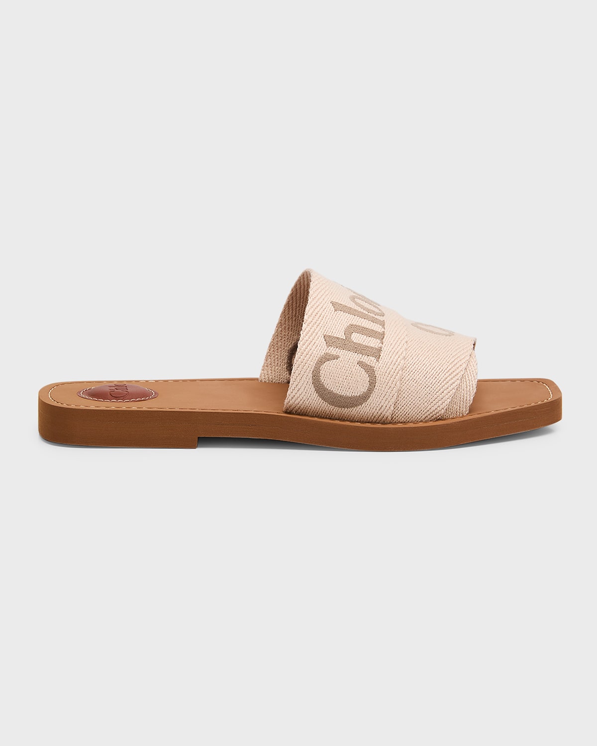 Woody Embroidered Logo Flat Sandals