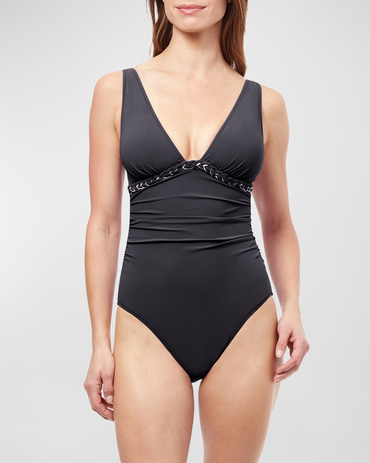 Profile By Gottex Kundala Deep Plunge One-piece Swimsuit In Black