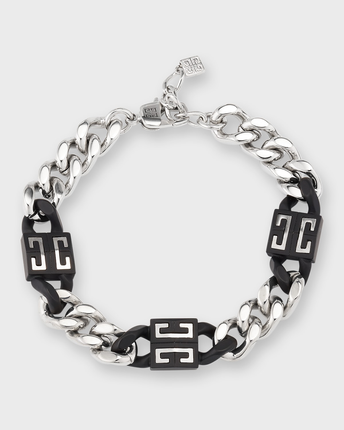 Shop Givenchy Men's 4g Chain Bracelet In Black Silvery