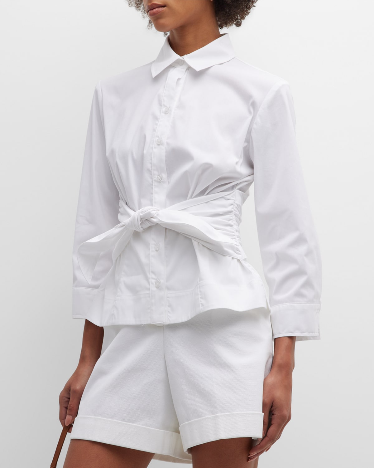 Finley Ellis Tie-Waist Cotton Poplin Shirt