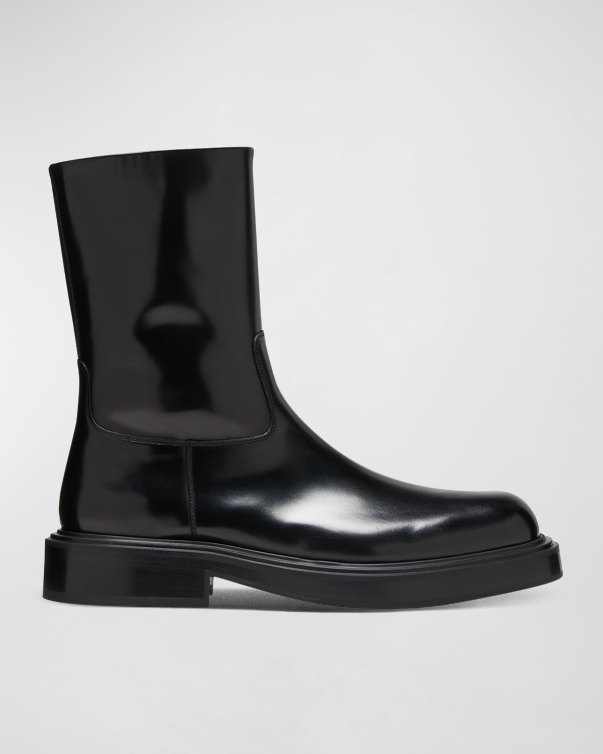 Shop Ferragamo Men's Formia Leather Zip Ankle Boots In Black