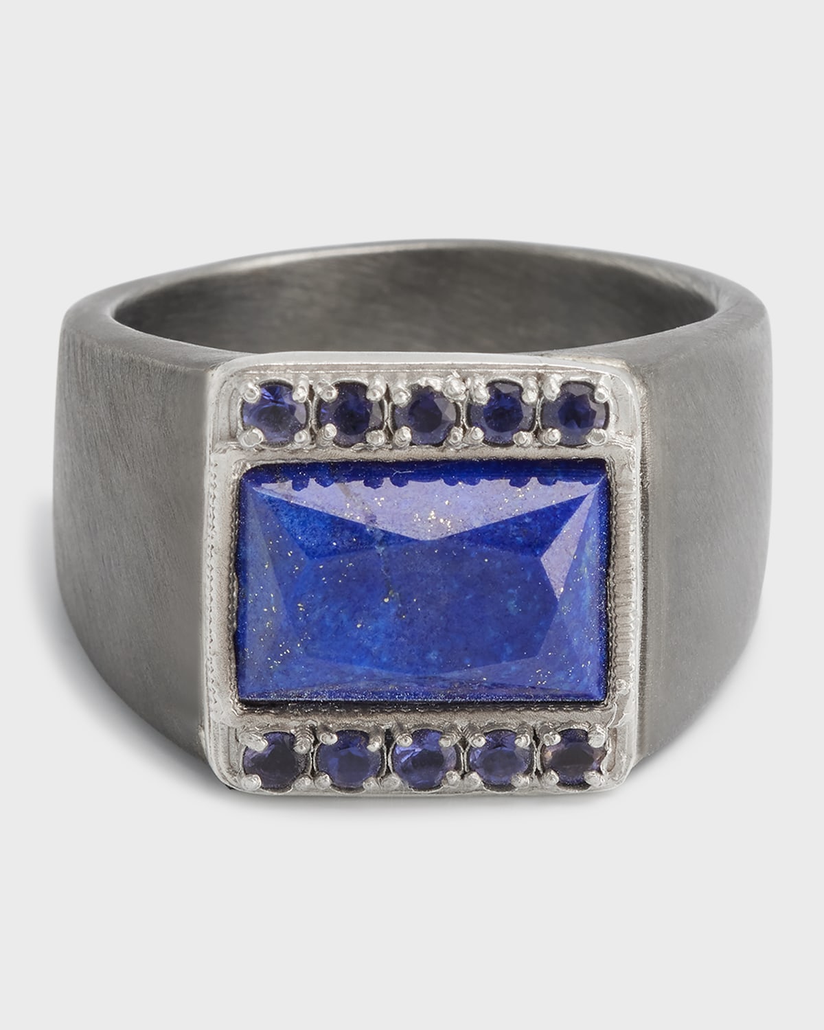 Armenta Men's Lapis Signet Ring With Iolite