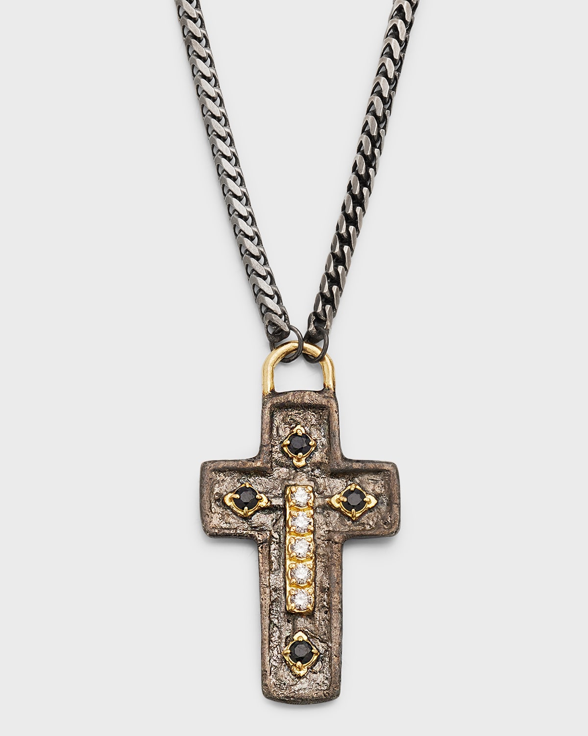 Armenta Men's Artifact Cross Pendant With Black Sapphire And Diamonds