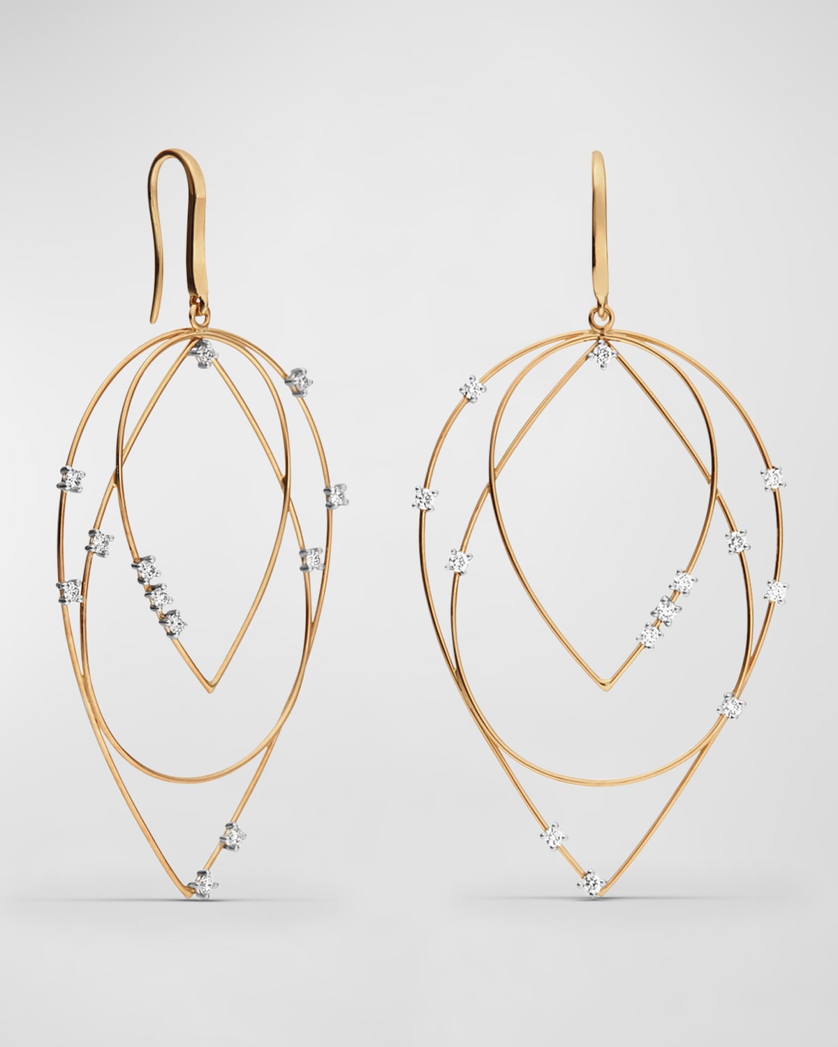 Lana 3-tier Drop Hoop Earrings With Diamonds In White