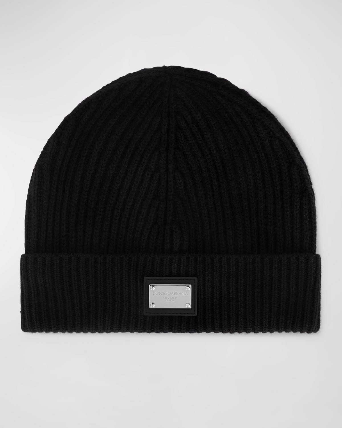 Dolce & Gabbana Men's Cashmere-wool Knit Beanie Hat In Black