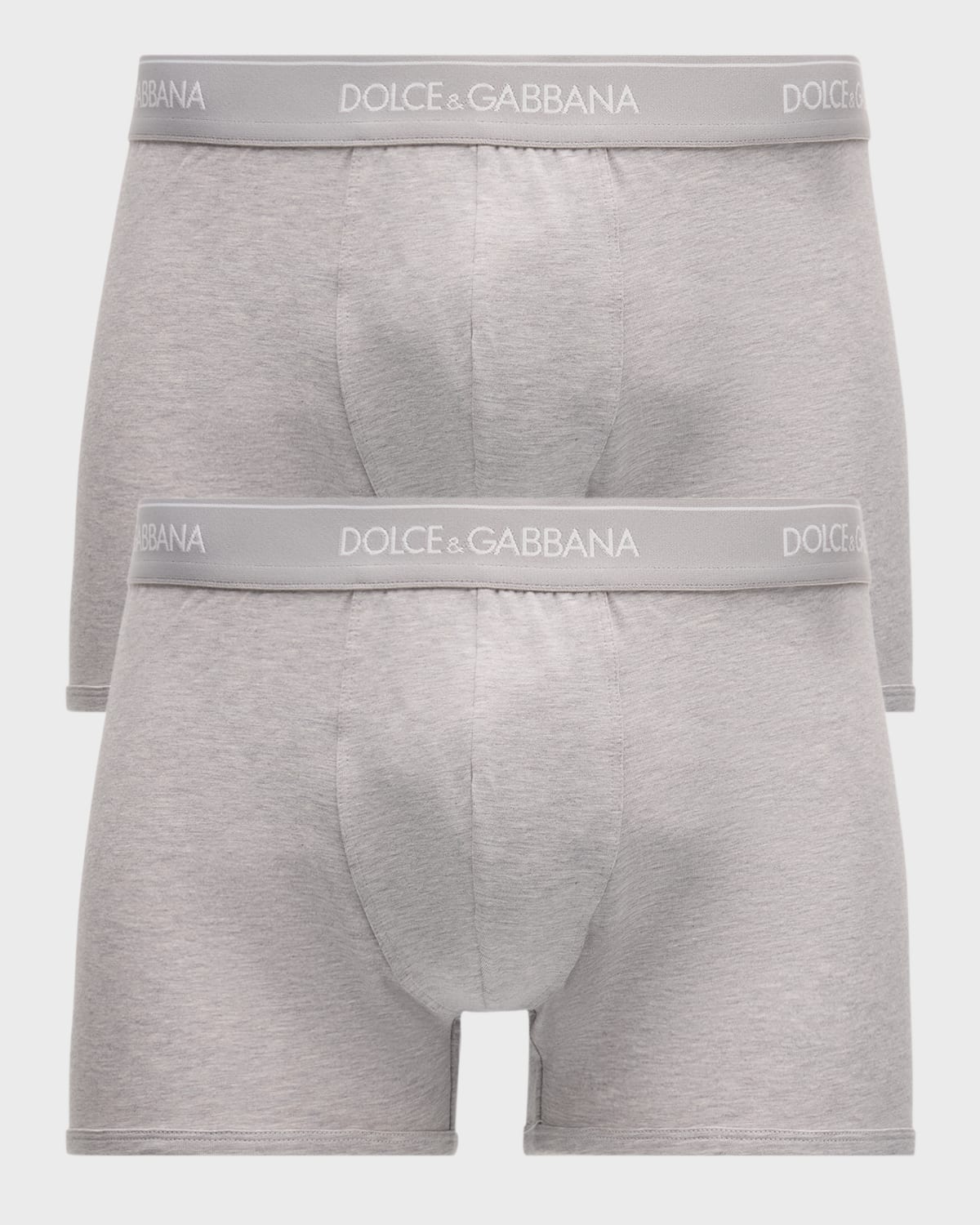 Dolce & Gabbana Men's Logo Band 2-pack Boxer Briefs In Melange Grey