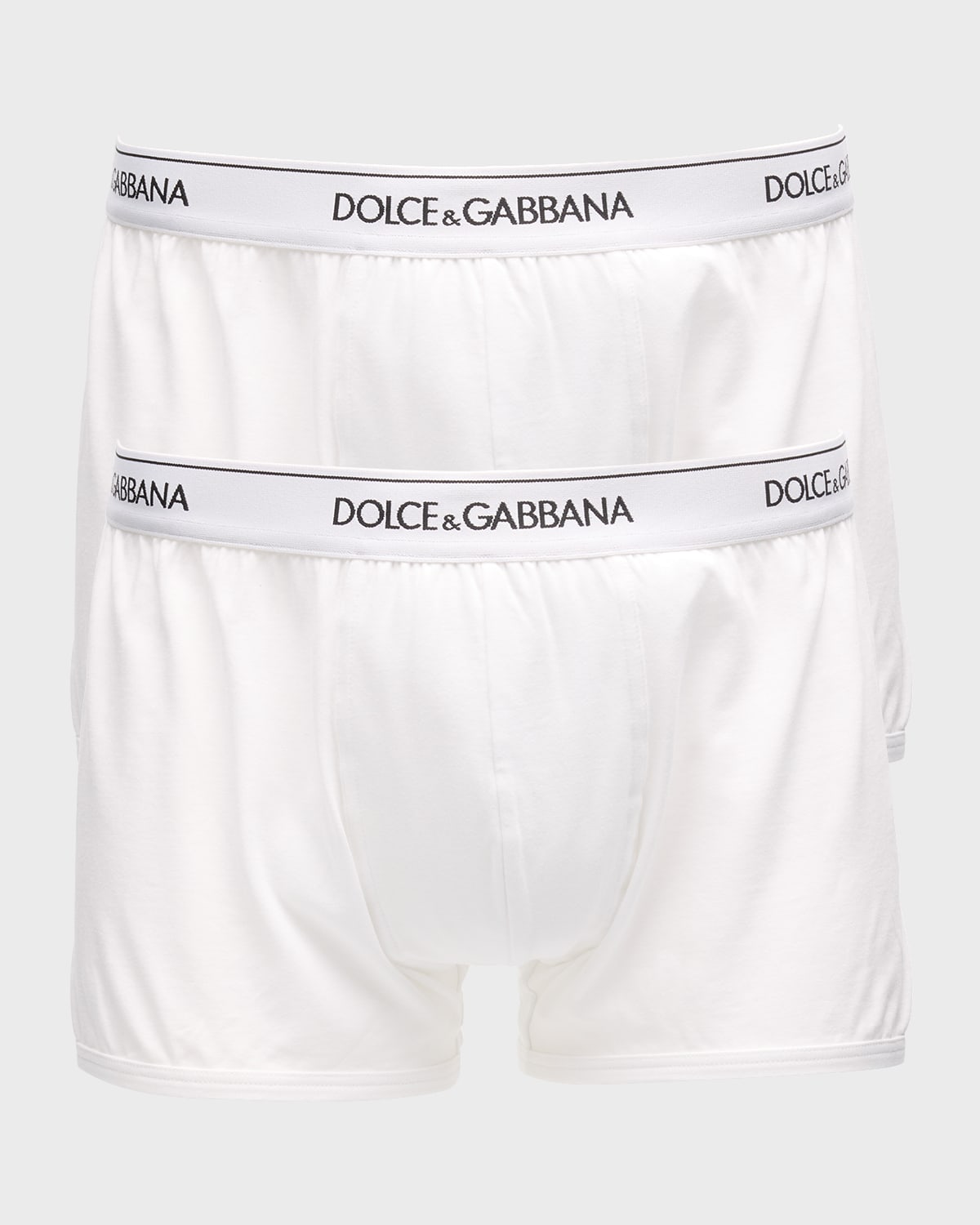 Shop Dolce & Gabbana Men's Logo Band 2-pack Boxer Briefs In Opt White