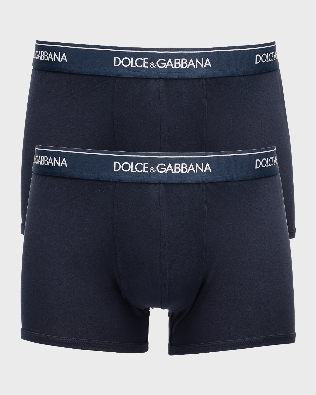 Shop Dolce & Gabbana Men's Logo Band 2-pack Boxer Briefs In Dark Blue