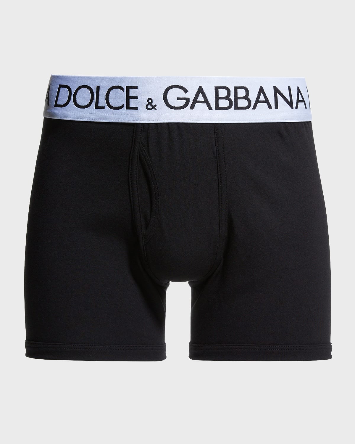 Shop Dolce & Gabbana Men's Waistband-logo Long Boxer Briefs In Black