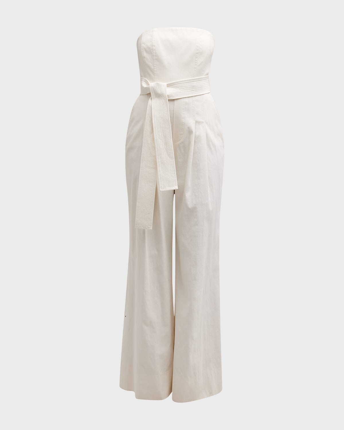 A.l.c Elsie Strapless Wide-leg Linen Jumpsuit In Glace
