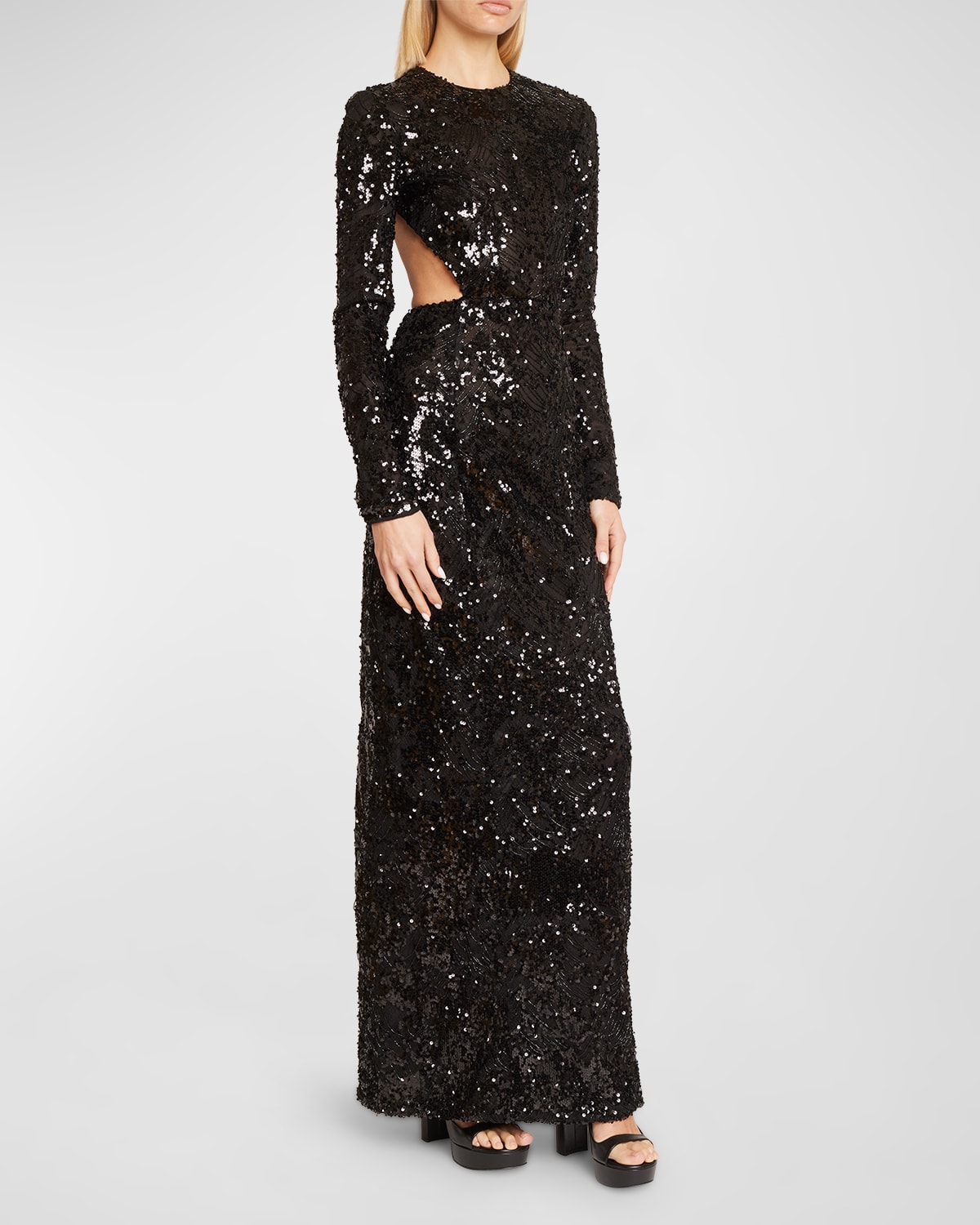 Givenchy Embroidered Sequin Gown With Cutout Detail In Black