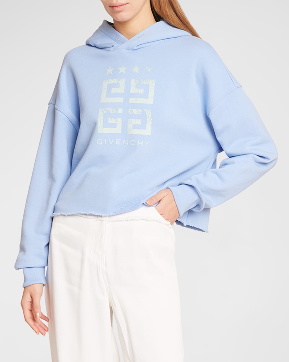 Givenchy 4g Logo Crop Hoodie In Light Blue | ModeSens