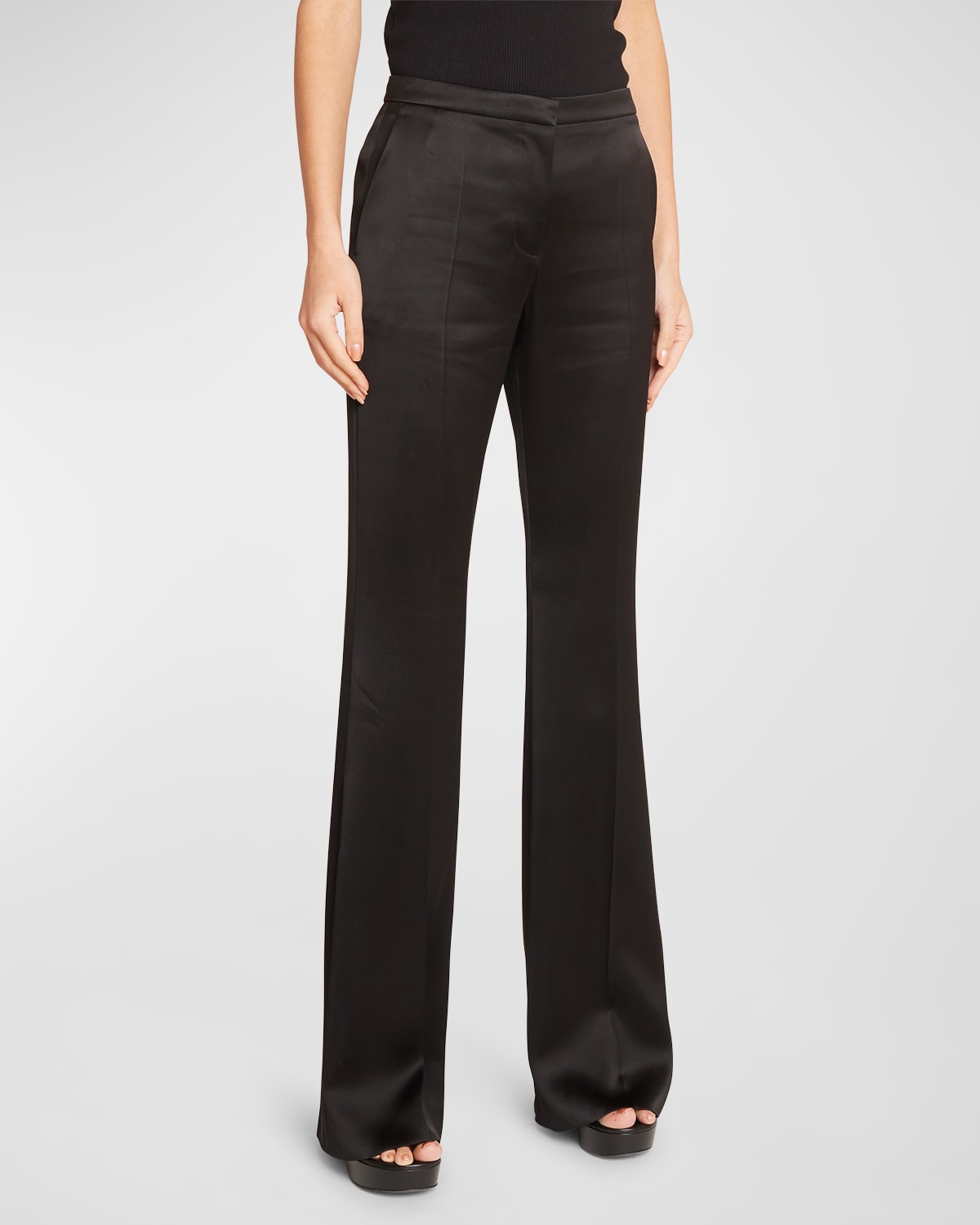 Givenchy Flared Tailoring Satin Trouser Pants In Black ModeSens