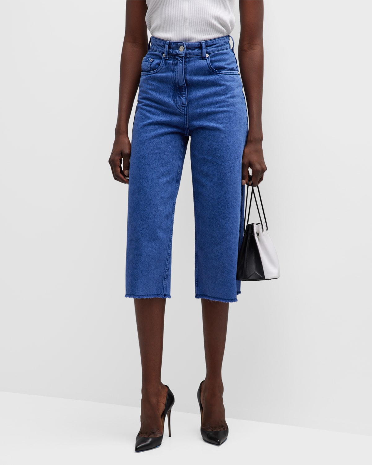 Recycled Denim Culotte Cropped Pants